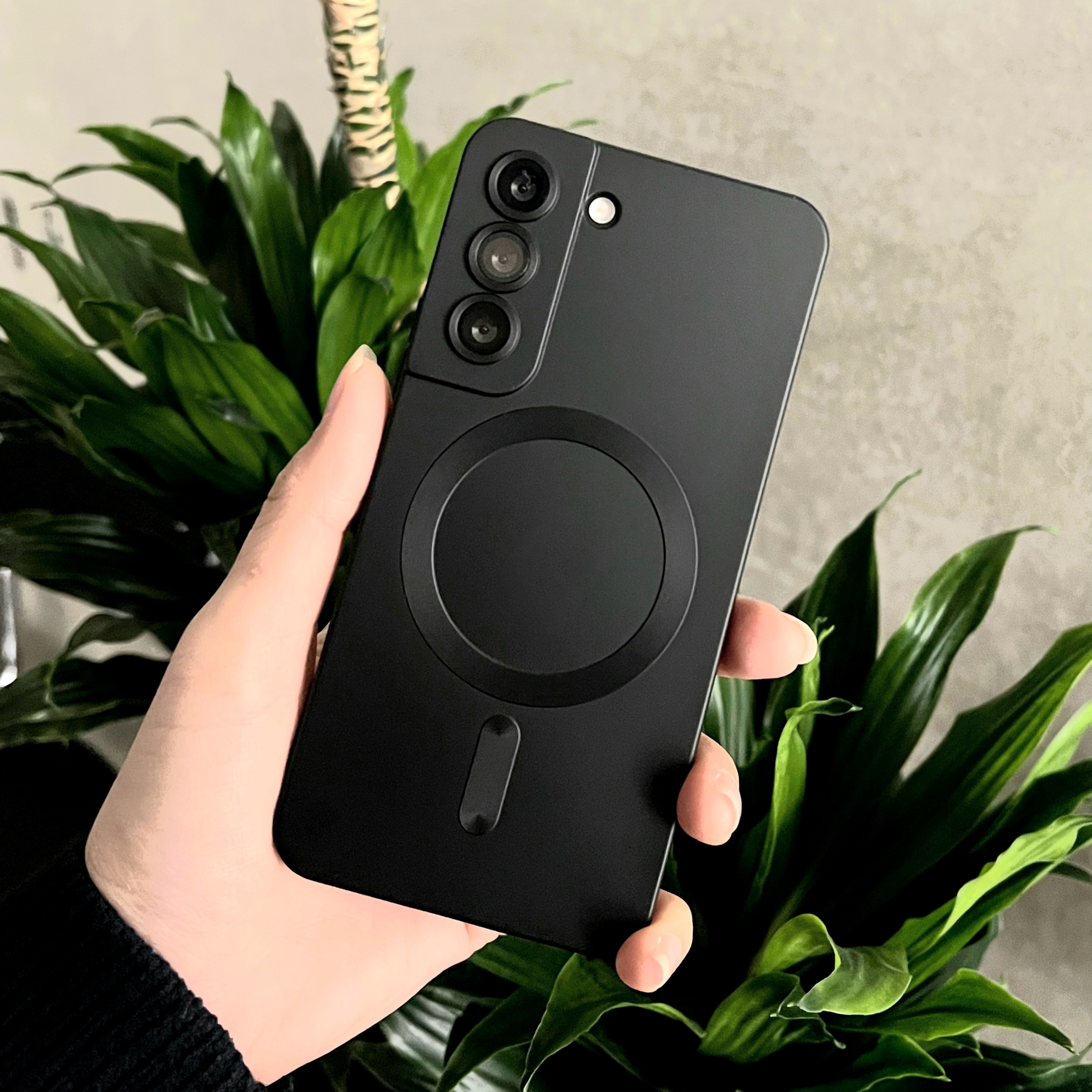 맥세이프 케이스 범퍼 젤리 실리콘 슬림 풀커버 카메라보호 블랙, 갤럭시S21 플러스