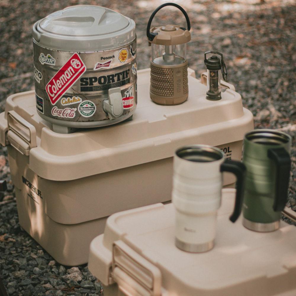 원스위크라이프 캠핑 카고 수납 스태킹 트렁크 박스 플랫형 50L, 아이보리