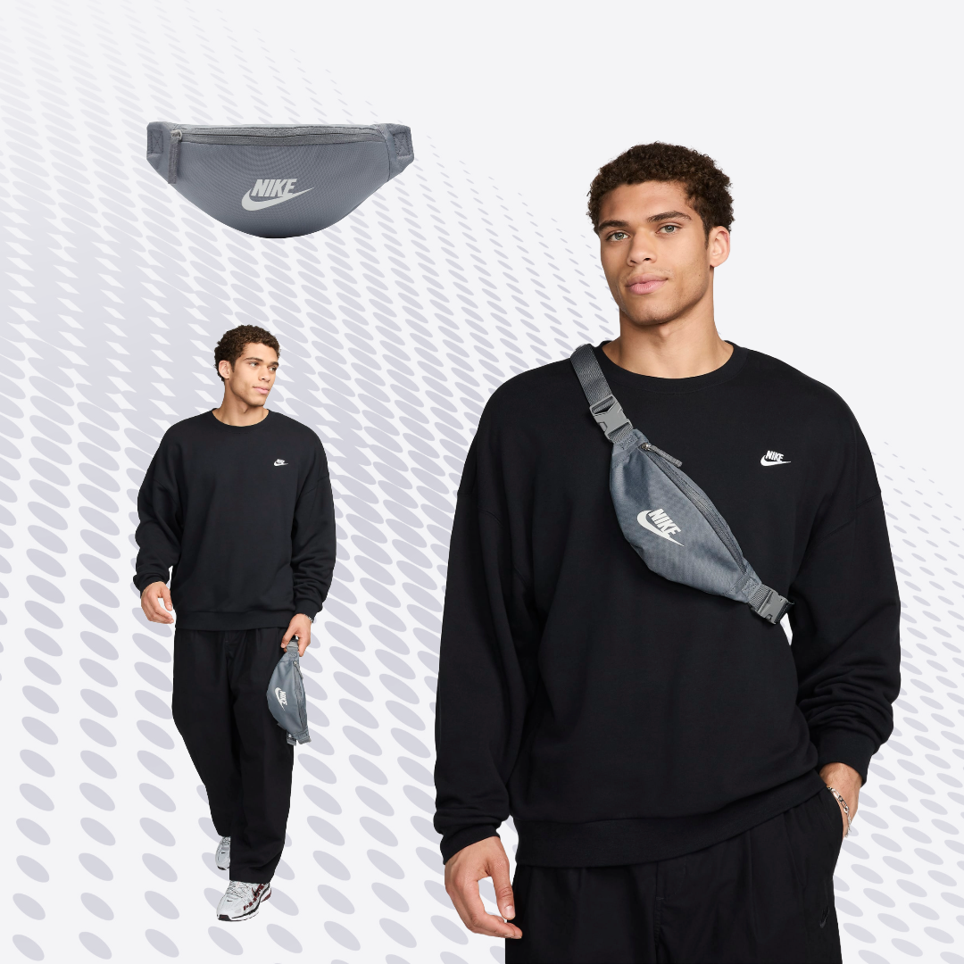 [국내매장판] 나이키 힙색 슬링백 여행용 웨이스트백 테크 힙팩 미니 핸드폰 가방 스모크그레이(1L)