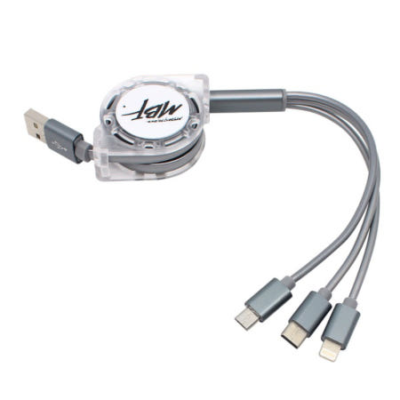엠비에프 GY (2.1A 3 in 1 충전 자동감김 케이블) MBF-USB3IN1GY
