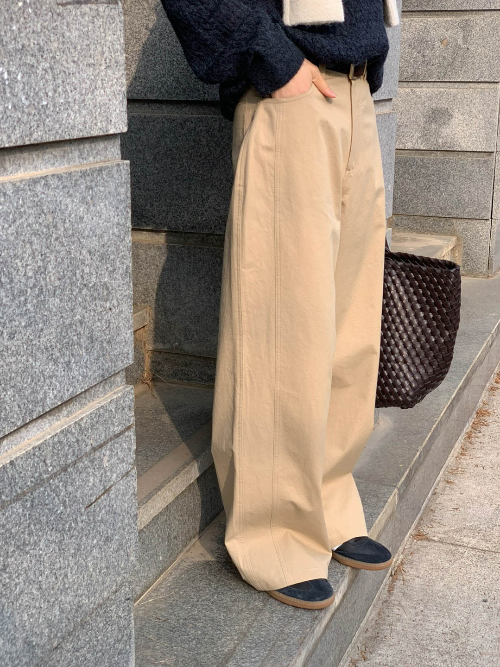 시그니처 포테이토 팬츠 일자 세미와이드 코튼 데일리 바지 2color 상세 이미지 33