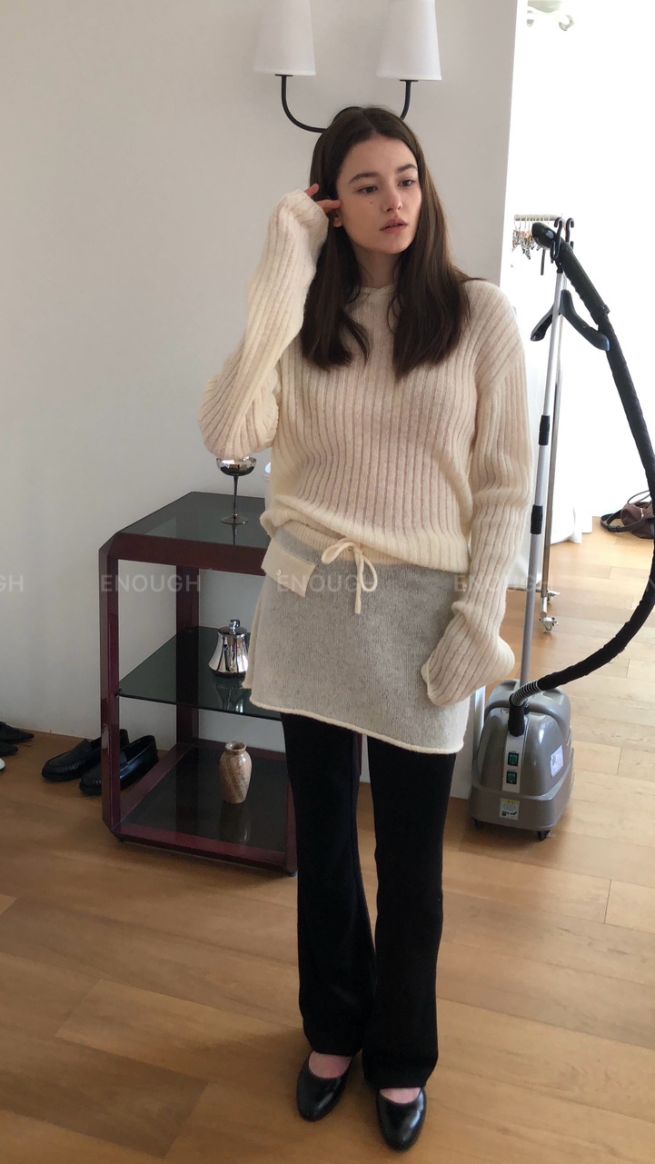 이너프 [아이 당일배송] founders 파운더스 리브 울 포켓 스커트 걸리쉬 데일리 레이어드룩 스트링 미니기장 이너프