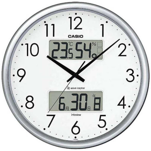 카시오 CASIO 무소음 전파 벽시계 온도 습도 ITM-650J-8JF 실버 - 상품 이미지