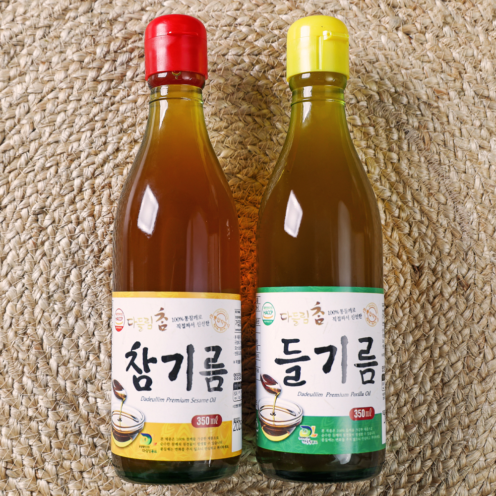 통참깨로 만들어 더욱 고소한 저온압착 참기름 들기름 350ml+350ml - 상세 이미지 4