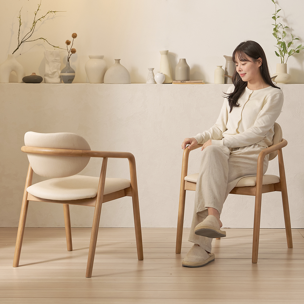 하모니 고무나무 원목 디자인 체어 인테리어 카페 식탁 의자