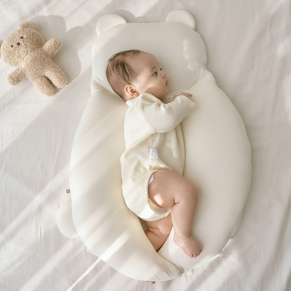 신생아 유아베개 짱구 두상 아기 모로반사방지 태열 방지 에어매쉬 듀라론 마미품 옆잠베개
