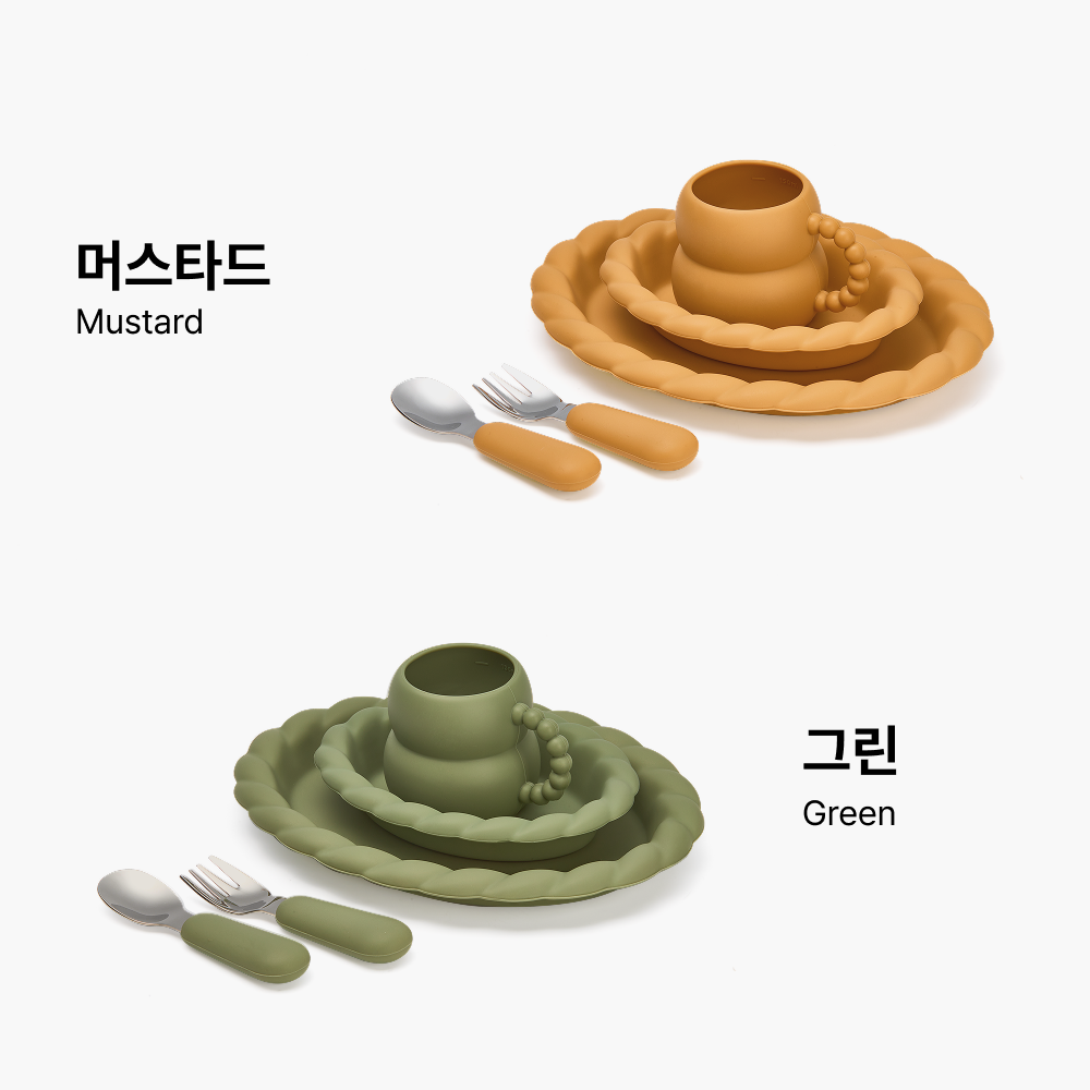 스탠다드145 [1+1] 실리콘 유아 식기 트위스트 4종세트 + 트윙클 3종세트 플레이트 볼 스푼 포크 컵 이미지 6