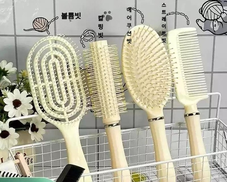 두피마사지 빗 뿌리볼륨 웨이브 빗 아이보리 4종세트 - 상세 이미지 2