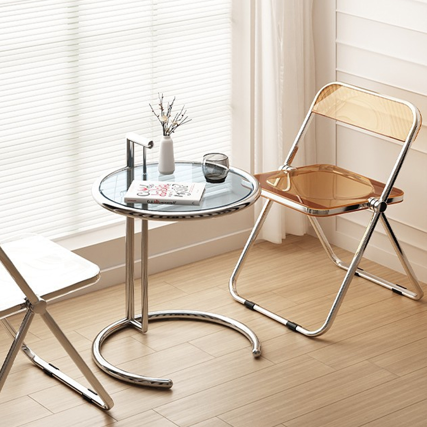 E1027 어드저스터블 클래시콘 사이드 테이블 유리 원형 리프트업