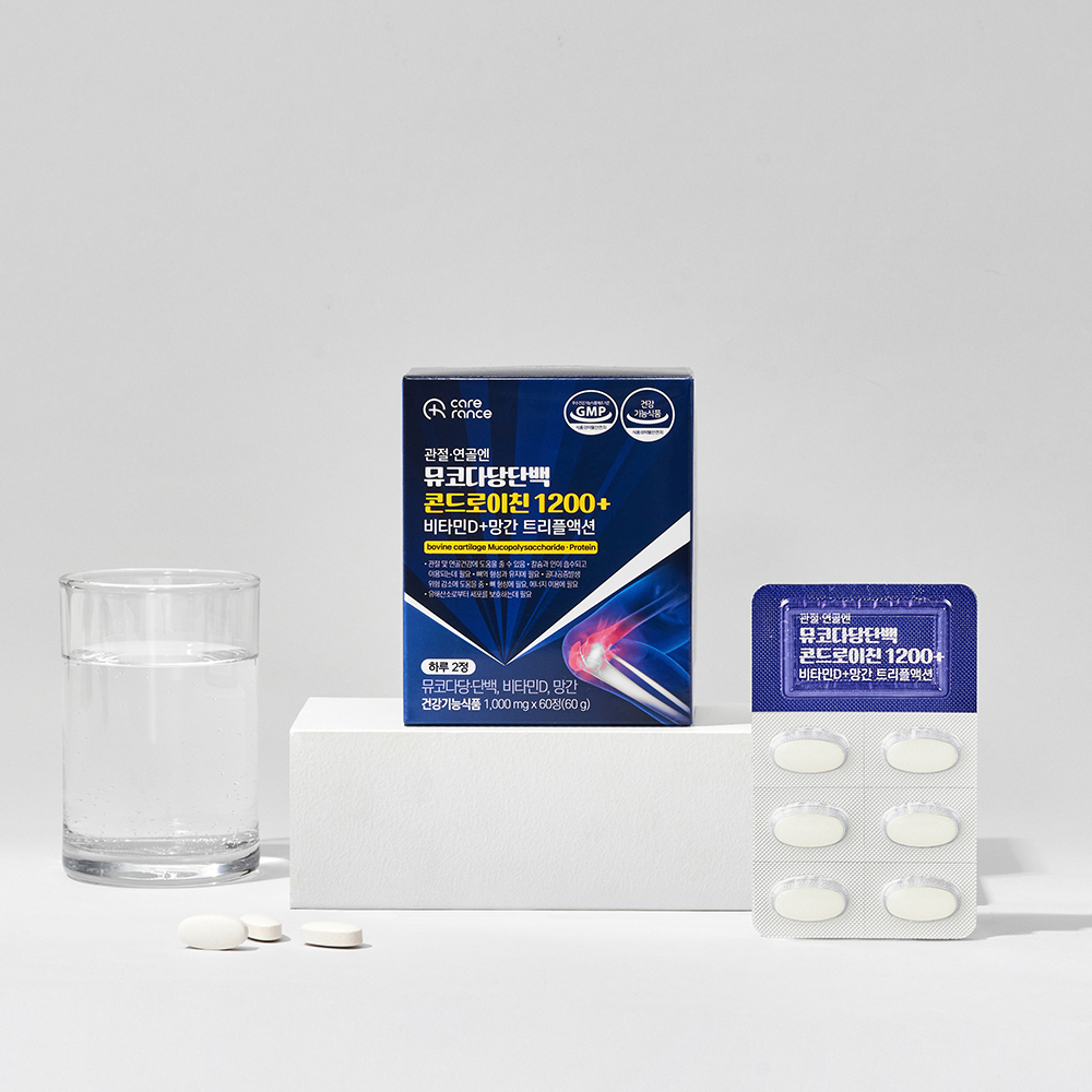 케어란스 뮤코다당단백 콘드로이친 1200+ 비타민D+망간 1,000mg 60정, 6개 - 상세 이미지 2