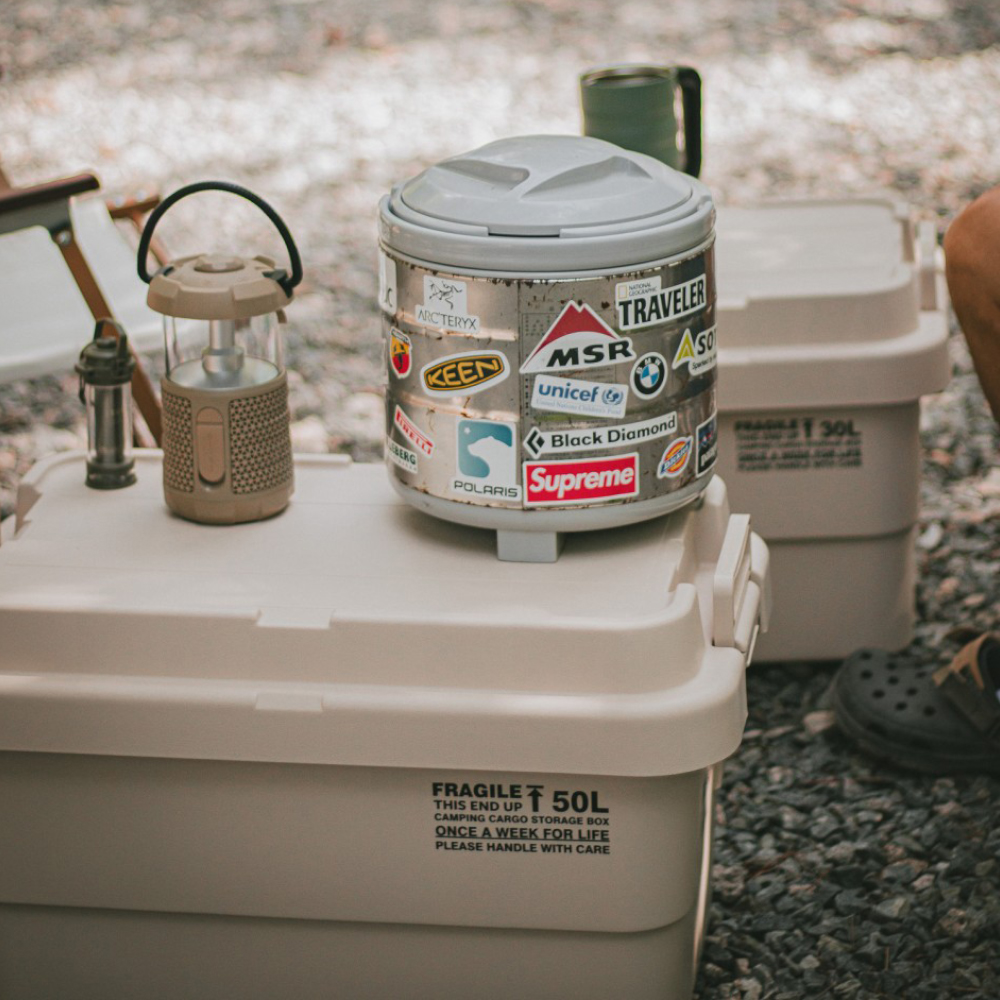 원스위크라이프 캠핑 카고 수납 스태킹 트렁크 박스 플랫형 50L, 아이보리
