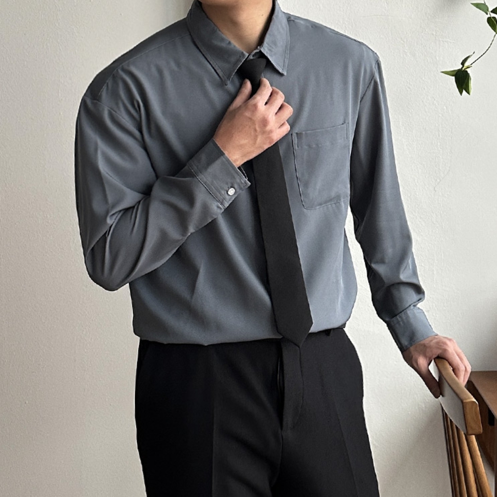 1+1 남자 수오 봄 가을 오버핏 고밀도 링클프리 셔츠 남방