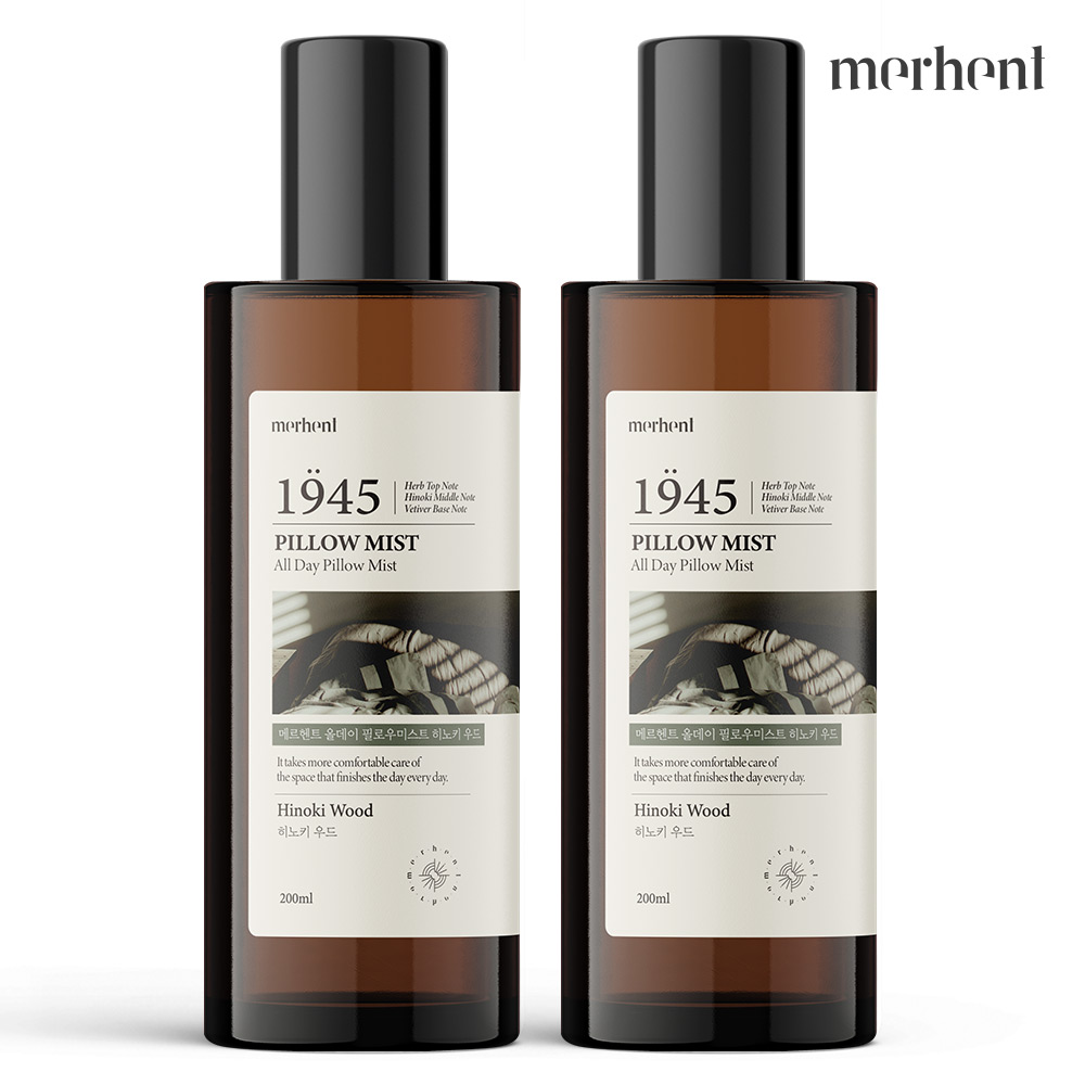 1+1 메르헨트 올데이 필로우미스트 200ml 히노키우드 룸스프레이 섬유탈취제 릴렉싱