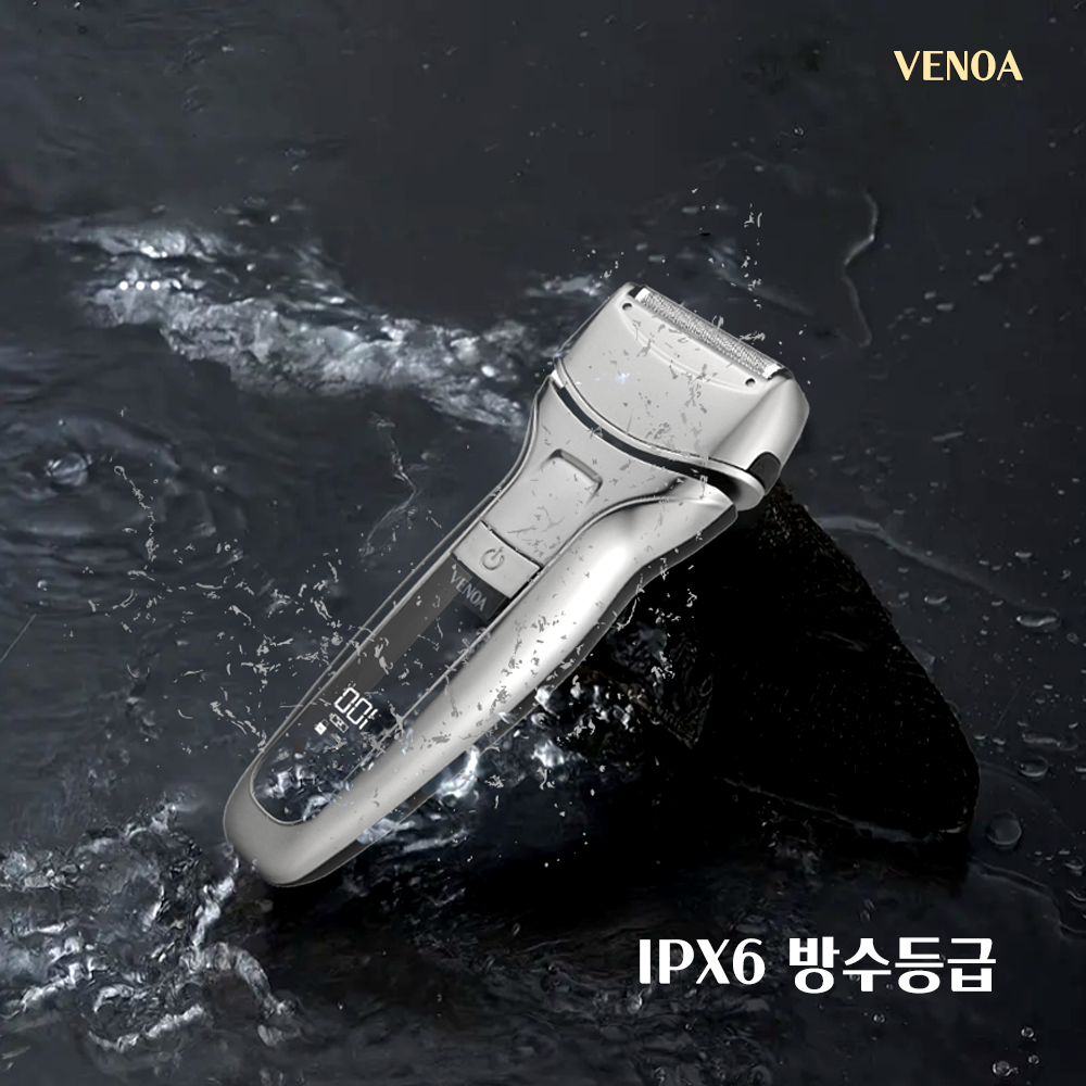 베노아 메탈릭 프리미엄 쉐이버 티타늄코팅 3중날 정밀 IPX6 방수 전기면도기 이미지 3