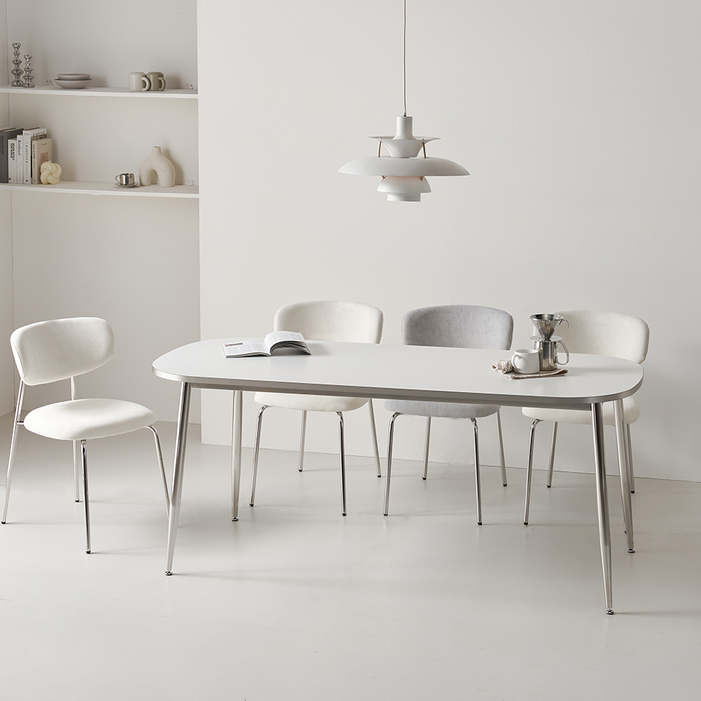 플랜비 타원형 카페 식탁 테이블 1600 퓨어화이트