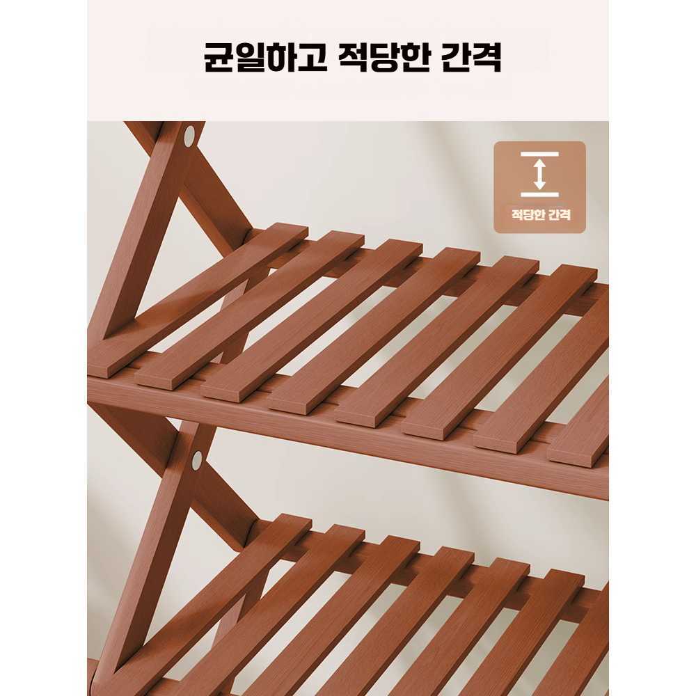 실내 화분대 정리대 발코니 식물 보관 접이식 다육 선반 4단 50cm 갈색 - 상세 이미지 4