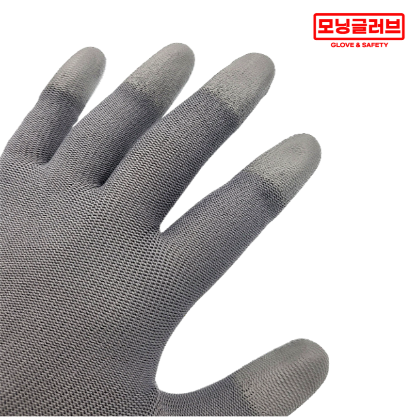 모닝글러브 PU 팜 손바닥 손끝 손가락 코팅장갑 회색 검정 백색 반코팅 - 상세 이미지 5