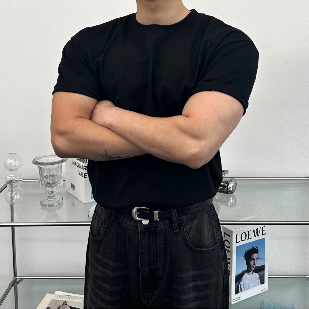 머슬핏반팔 어깨넓어보이는반팔 레이어드반팔 - 상품 이미지