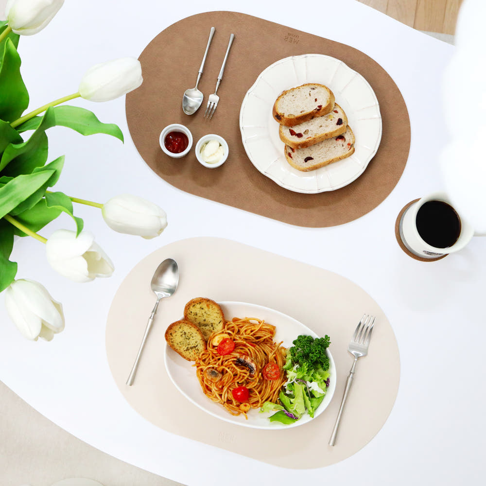 메르 식탁매트 PVC PU 투톤 가죽 우드 테이블매트 방수 커버 호텔 패드