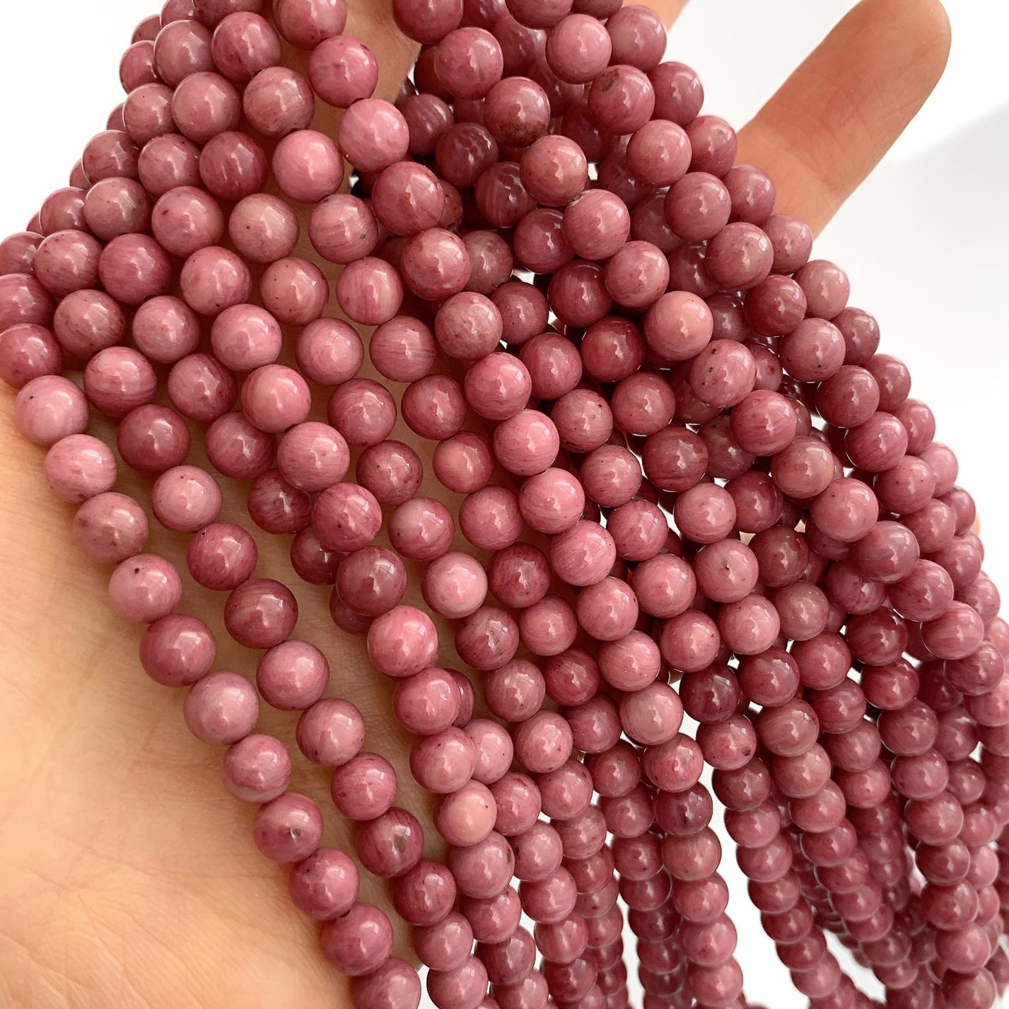에이플로 AA 로도나이트 핑크 원석 재료 팔찌만들기 4mm,6mm,8mm 1줄 - 상세 이미지 4