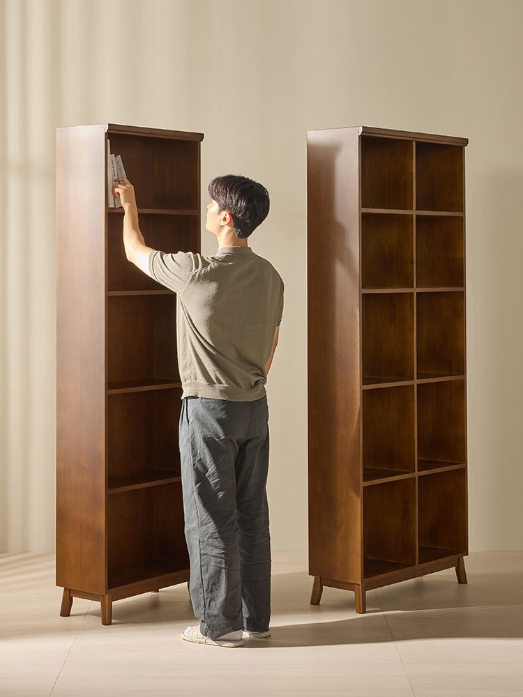 오크빌 오테카 원목책장 키큰 600 틈새 슬림 5단 월넛 책꽂이 오픈책장 거실 서재