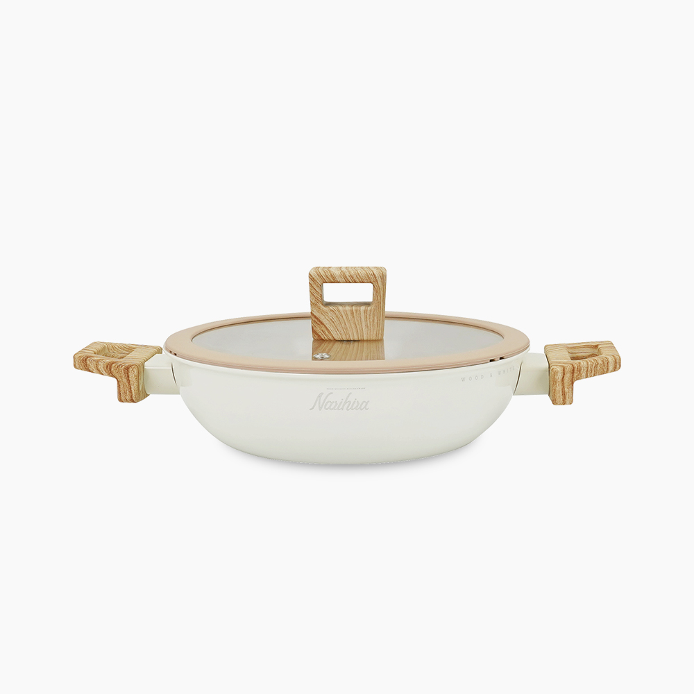 [나리히라] 우드앤화이트 인덕션 전골냄비 22cm