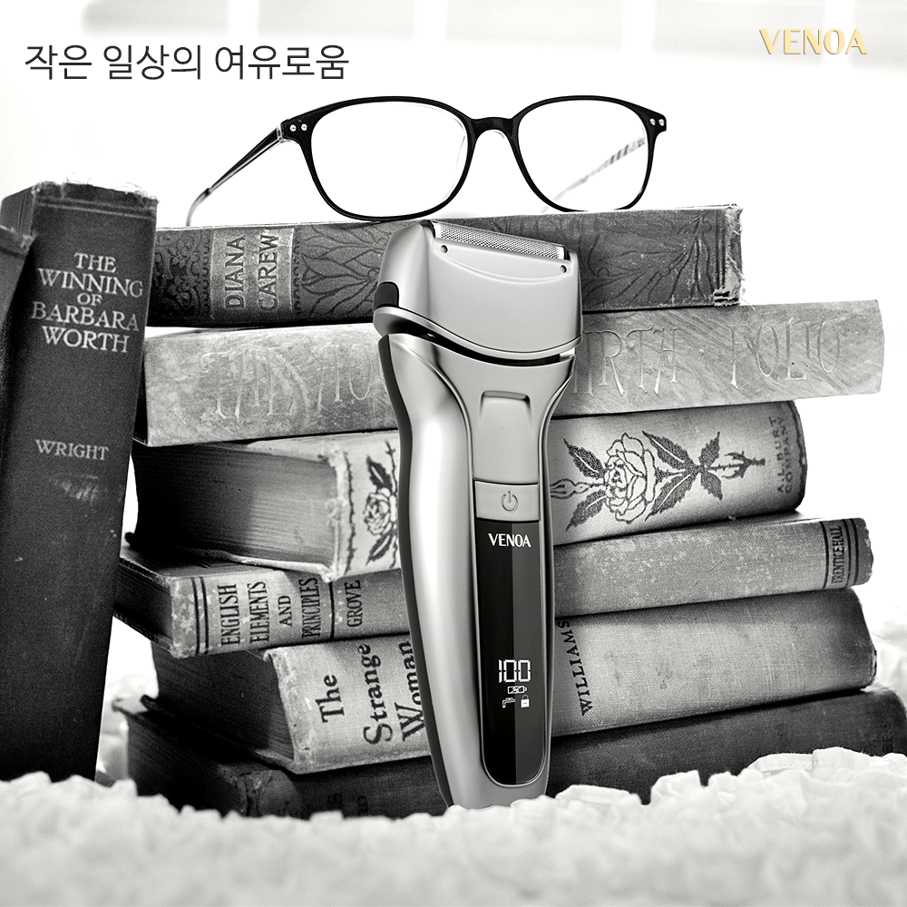 베노아 메탈릭 프리미엄 쉐이버 티타늄코팅 3중날 정밀 IPX6 방수 전기면도기 이미지 2