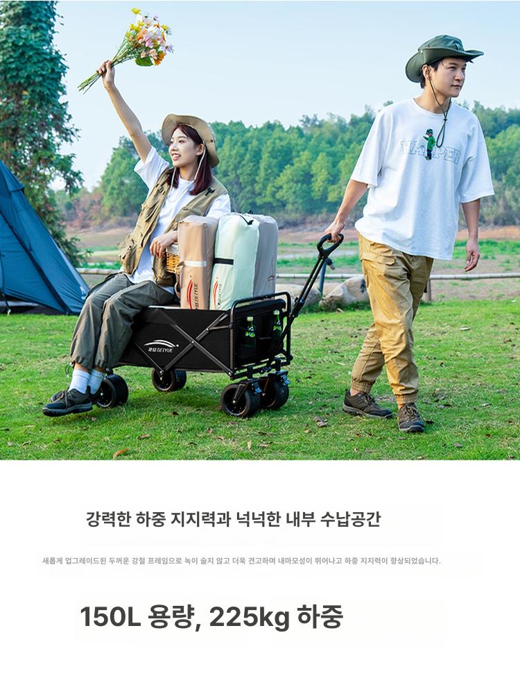 캠핑 트레일러 매대 접이식 플리마켓 야시장 웨건 카트 노점 수레 블랙 간이 미니형 5인치 만능 바퀴 - 상세 이미지 5