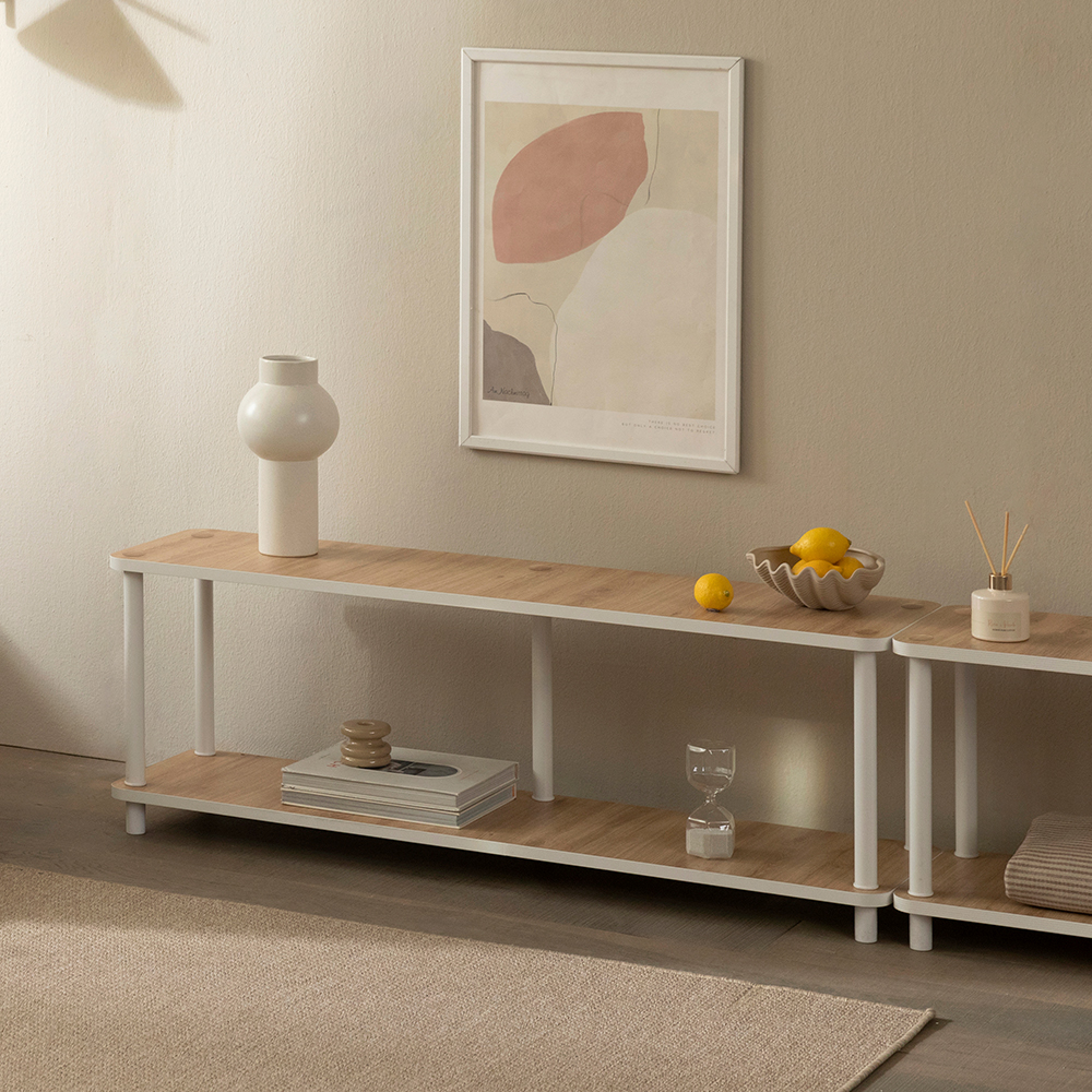 E0등급 베르디 거실 선반 진열장 1200x300x430mm, 2단, 내추럴우드