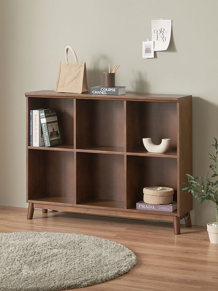 오크빌 오테카 원목 낮은 책장 월넛 2단 미니 인테리어 틈새 선반 1200