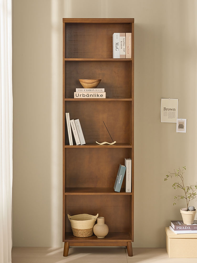 오크빌 오테카 원목책장 키큰 600 틈새 슬림 5단 월넛 책꽂이 오픈책장 거실 서재
