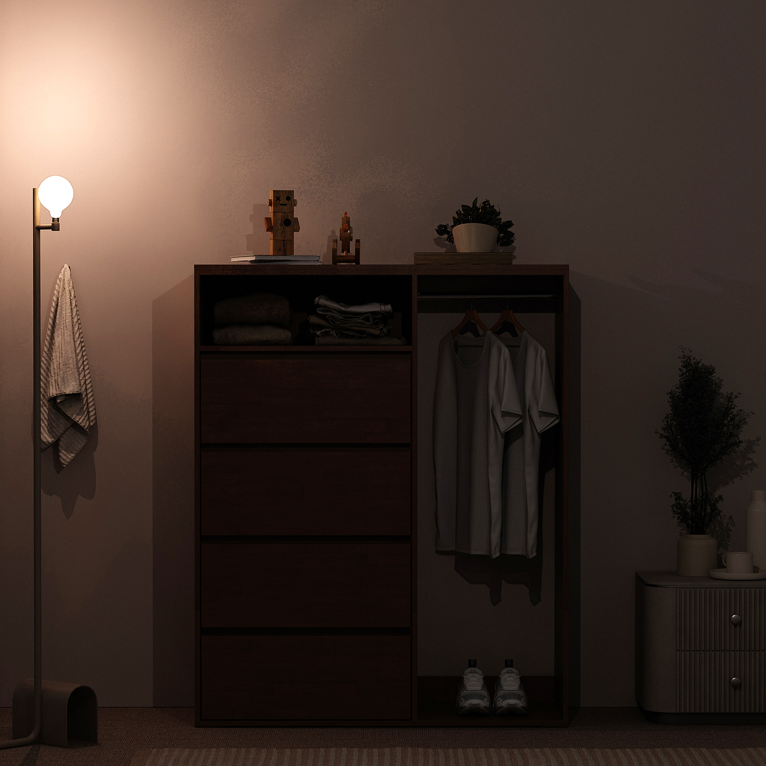 서랍형 행거 원룸 선반 옷장 행거 서랍장 낮은 행거 수납장