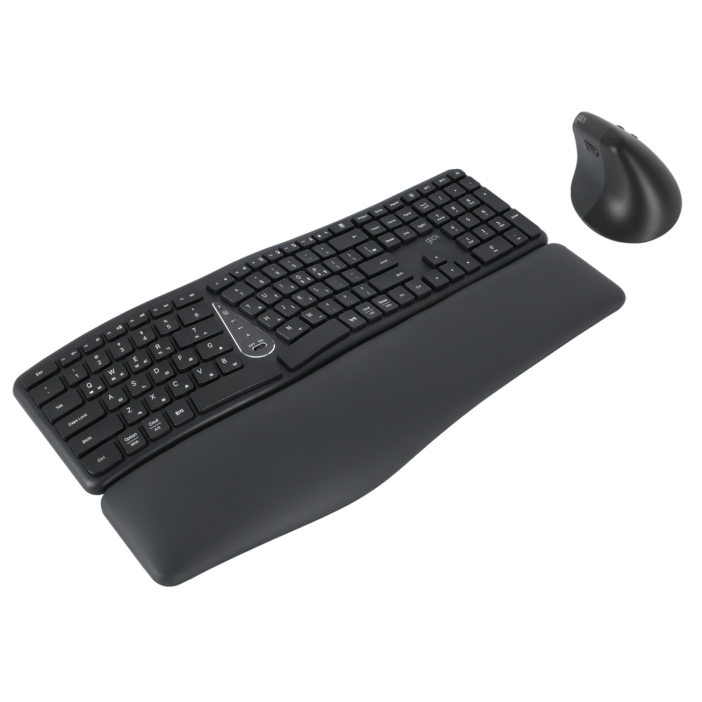 지클릭커 오피스프로 에르고M 무선 인체공학 키보드 버티컬 마우스 세트 EMK300 블랙 - 상세 이미지 3