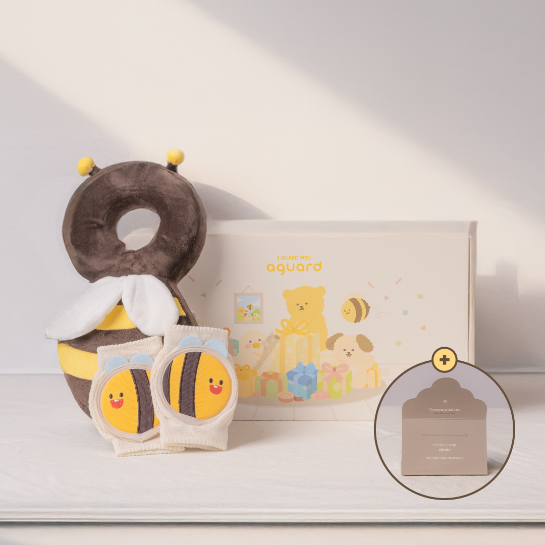 아가드 백일선물세트 3종 (머리보호대+무릎보호대+축하엽서) 아이쿵 아기 머리쿵 보호대