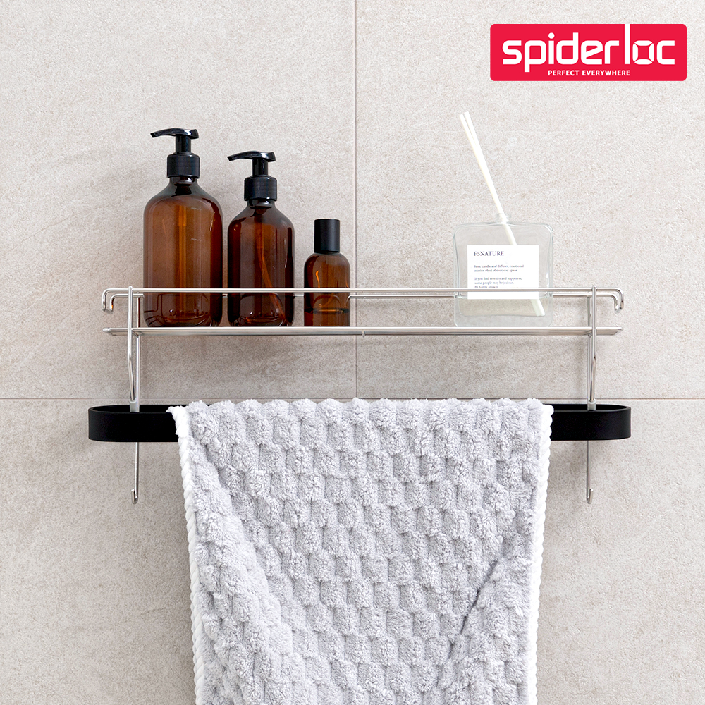 스파이더락 무타공 심플 수건 타월걸이 거치선반