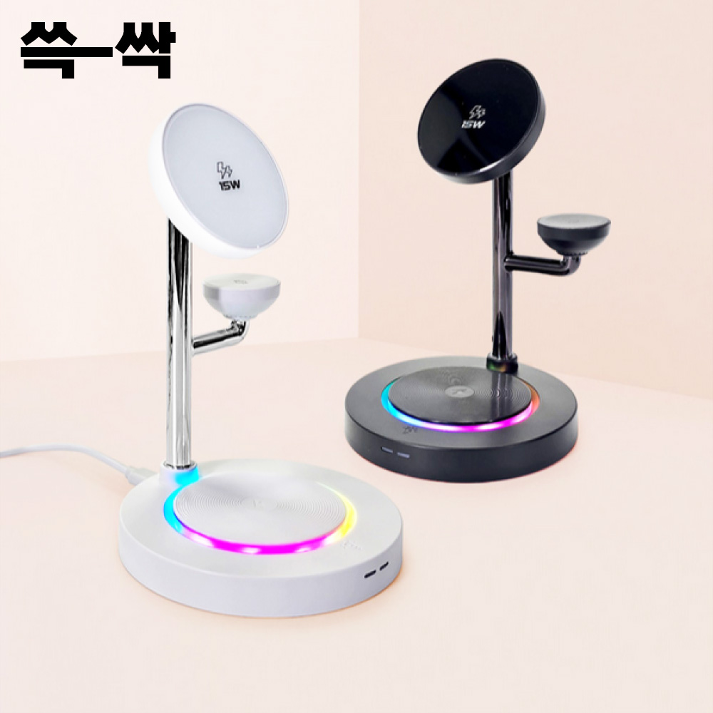 쓱싹 3in1 맥세이프 무선 충전 거치대 갤럭시 애플 MF30W - 상세 이미지 4