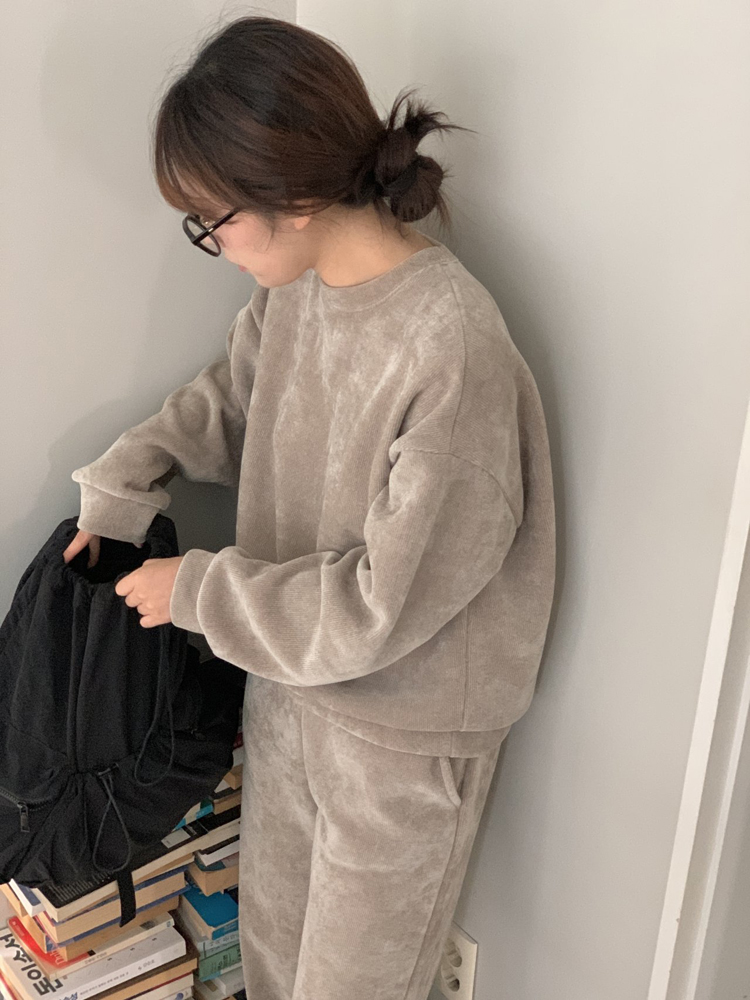 포근한 맨투맨 밴딩팬츠 여성트레이닝세트 츄리닝 상하 세트 캠핑룩 엄마등원룩 원마일웨어 이미지 7