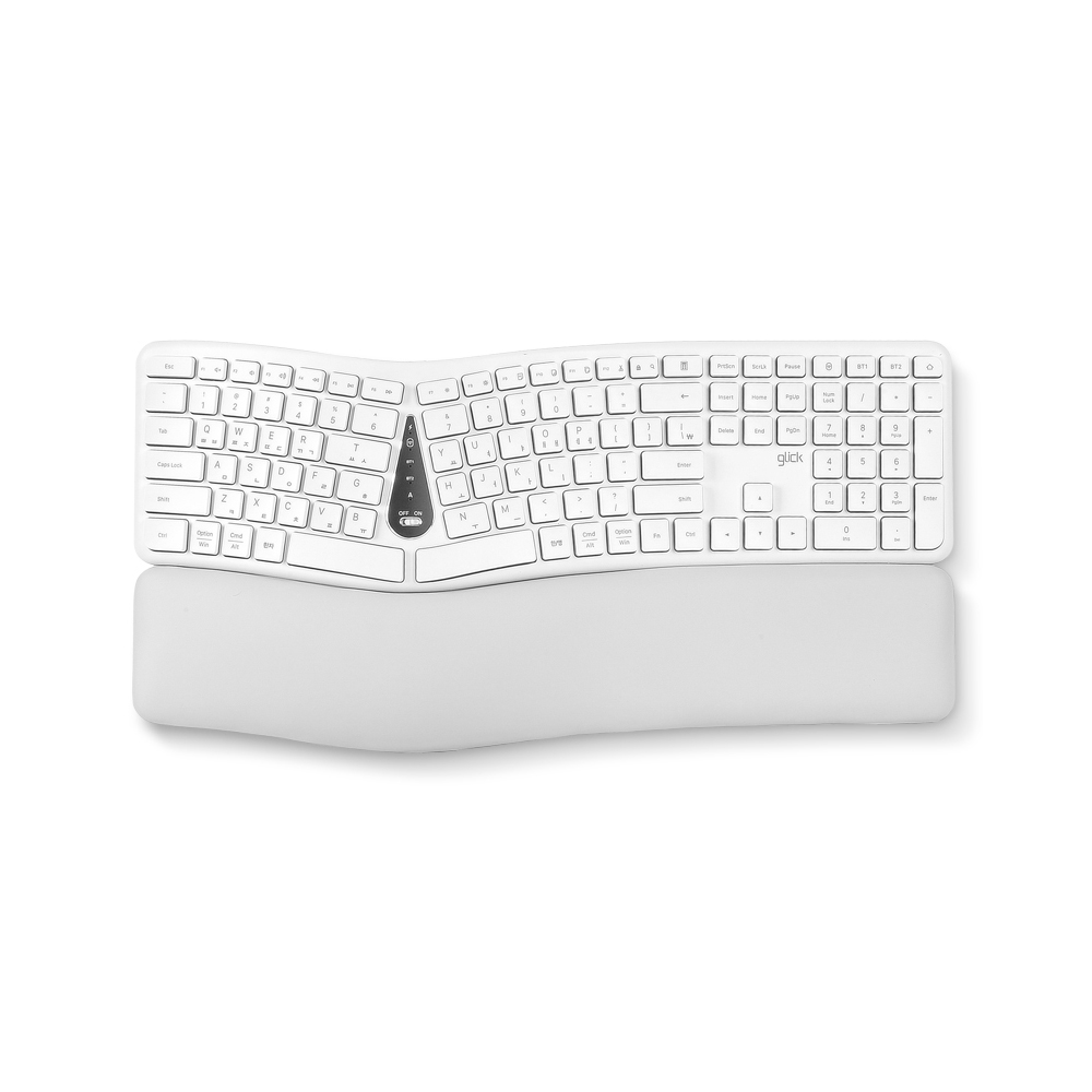 지클릭커 오피스프로 에르고M 무선 인체공학 키보드 EK300 화이트