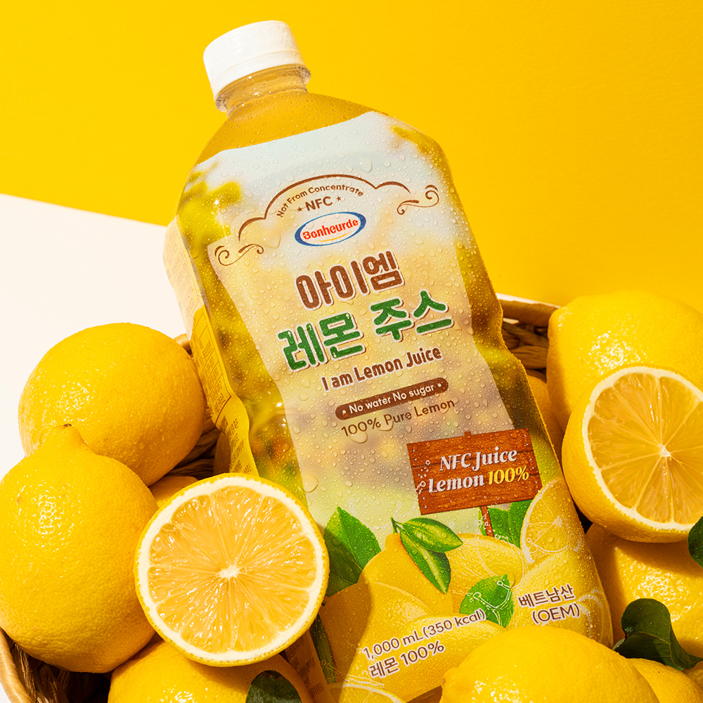 [100% NFC 레몬 50개 착즙] 보넬드 아이엠 레몬 주스 즙 원액 1L, 6개 - 상세 이미지 3