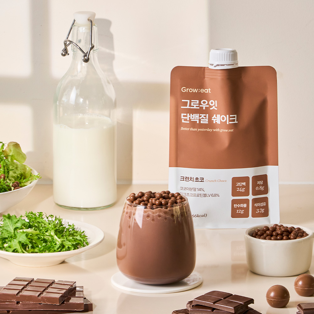 그로우잇 단백질 쉐이크 파우치 저당 식사대용 크런치초코, 7포, 2개 - 상세 이미지 4