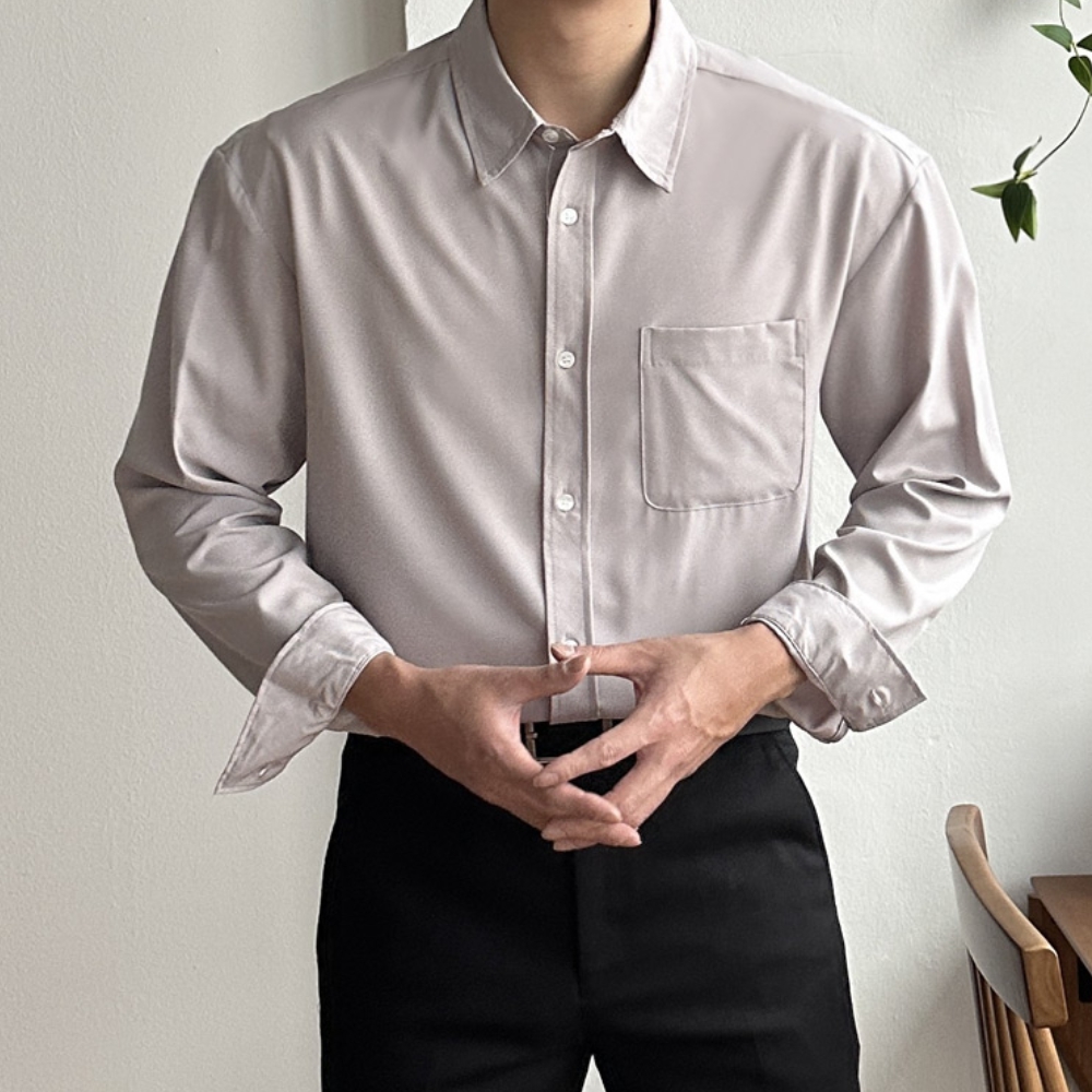 1+1 남자 수오 봄 가을 오버핏 고밀도 링클프리 셔츠 남방 이미지 7