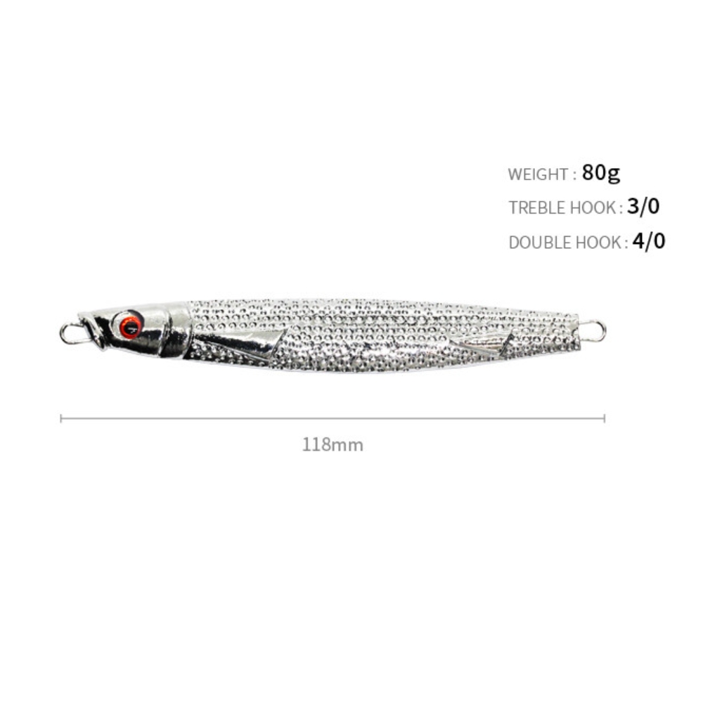 캣츠크로우 멸치지그 크롬 메탈지그 트레블훅, 80g - 상세 이미지 2