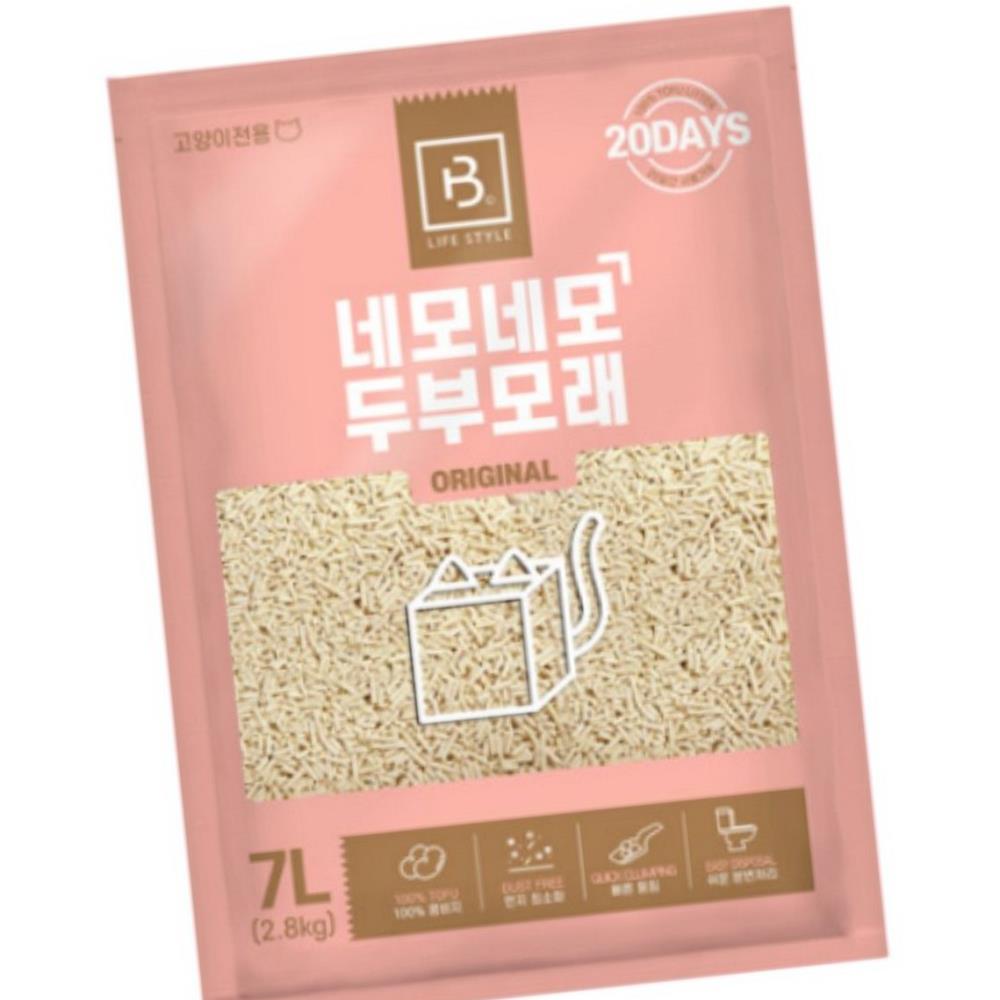 (제스트)네모네모 두부모래 가는입자 응고형모래 7L 오리지널 : 핫제스트