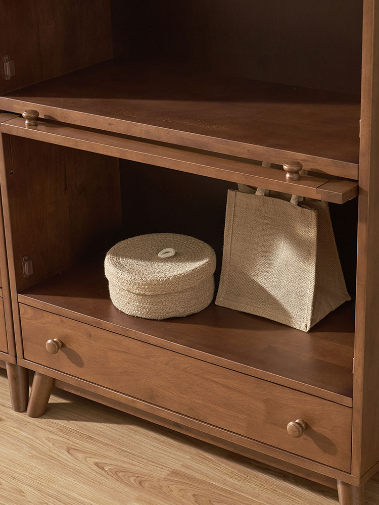 오크빌 오테카 원목 유리 장식장 위스키장 4단 월넛 인테리어 거실 수납장 엔틱 진열장