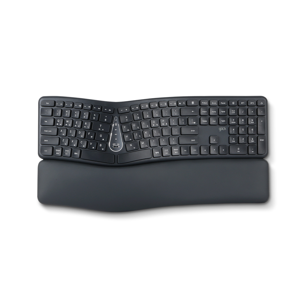 지클릭커 오피스프로 에르고M 무선 인체공학 키보드 EK300 블랙