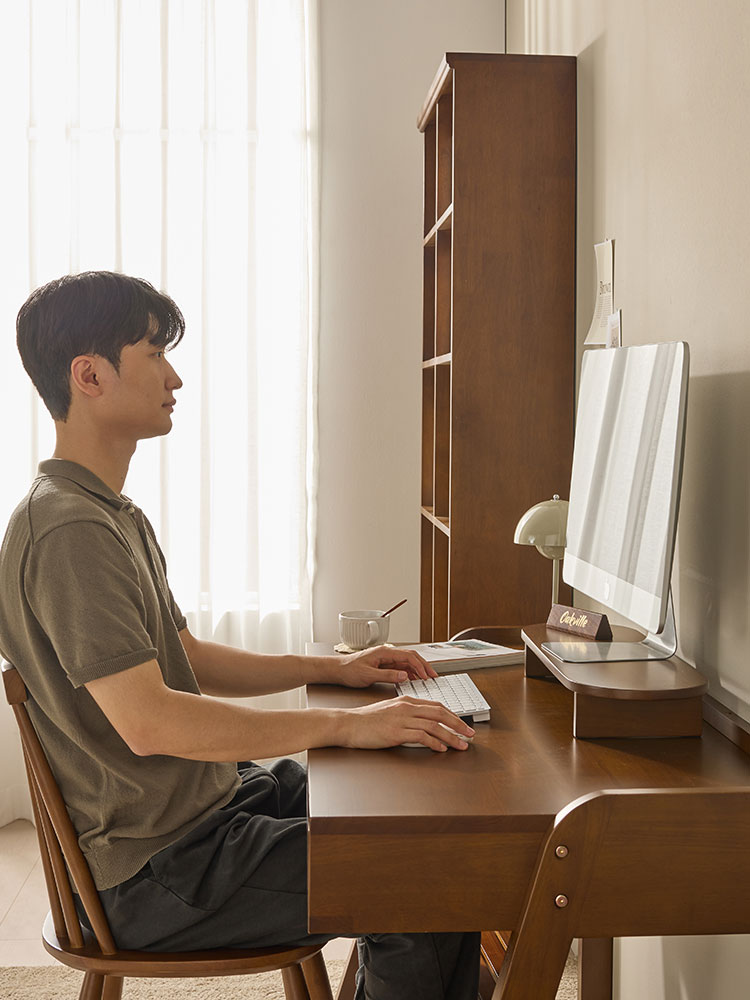 [무료배송] 오크빌 오테카 원목 모니터 받침대 선반 수납 월넛 스탠드 거치대 - 상세 이미지 4