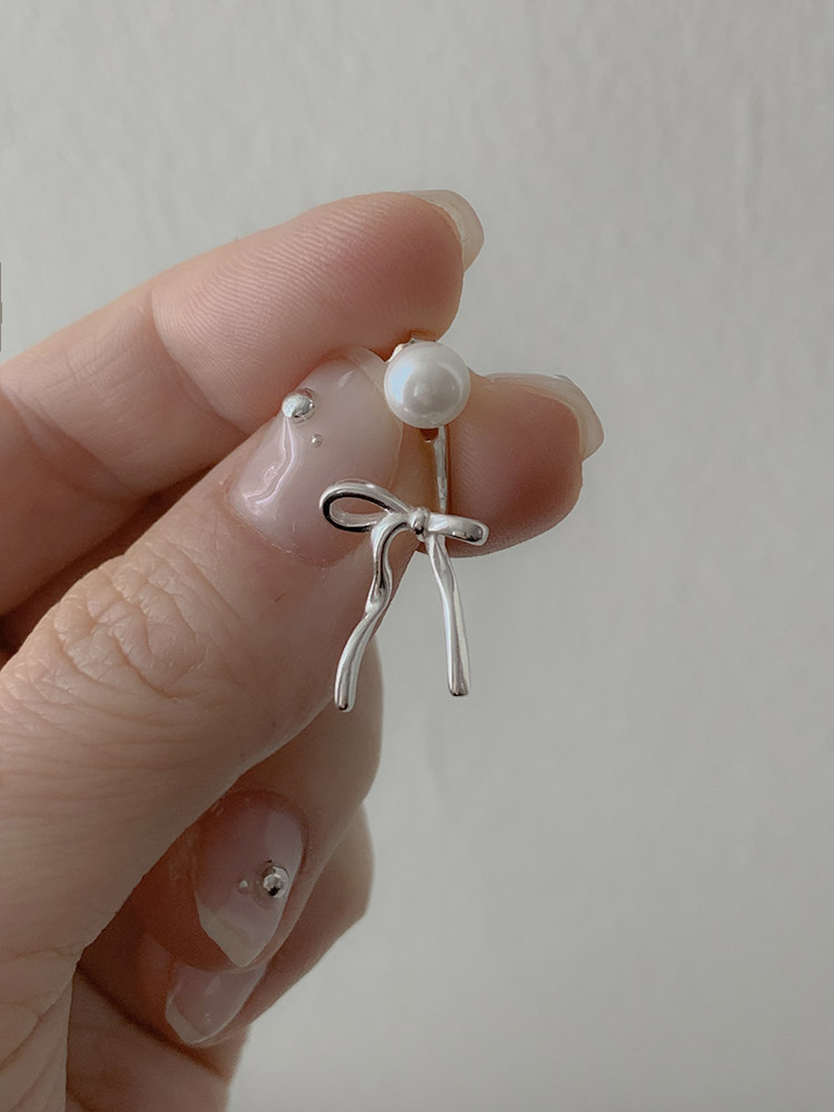[무배] 셀프러브 투웨이 리본 이어링 - 925실버 6mm진주 드롭 진주귀걸이 순은귀걸이