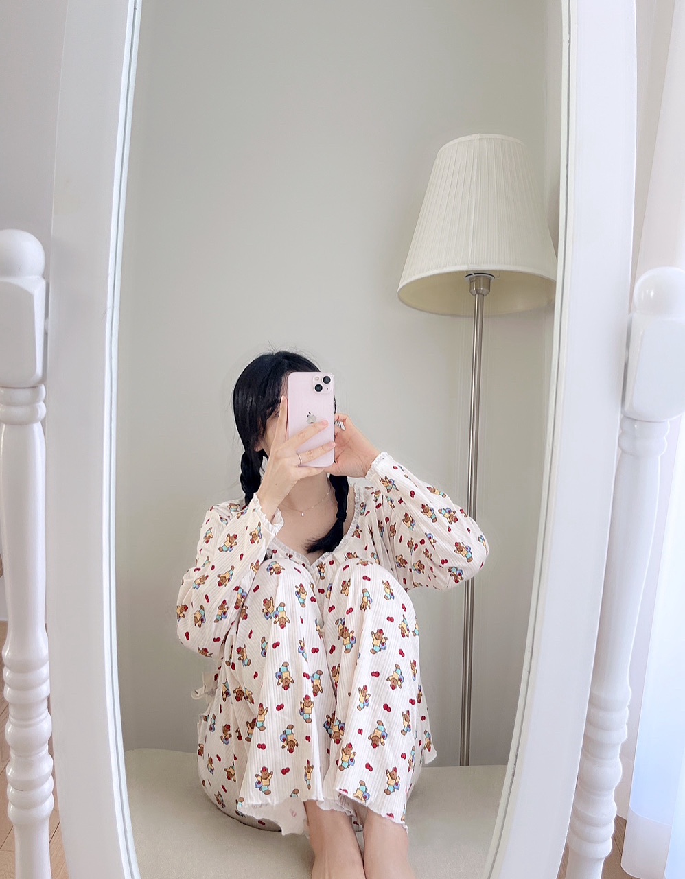 [끈조절가능]3ps주문폭주💗러블리/사은품증정 사과 곰돌이 봄 여름 나시 가디건 쓰리피스잠옷 상세 이미지 12