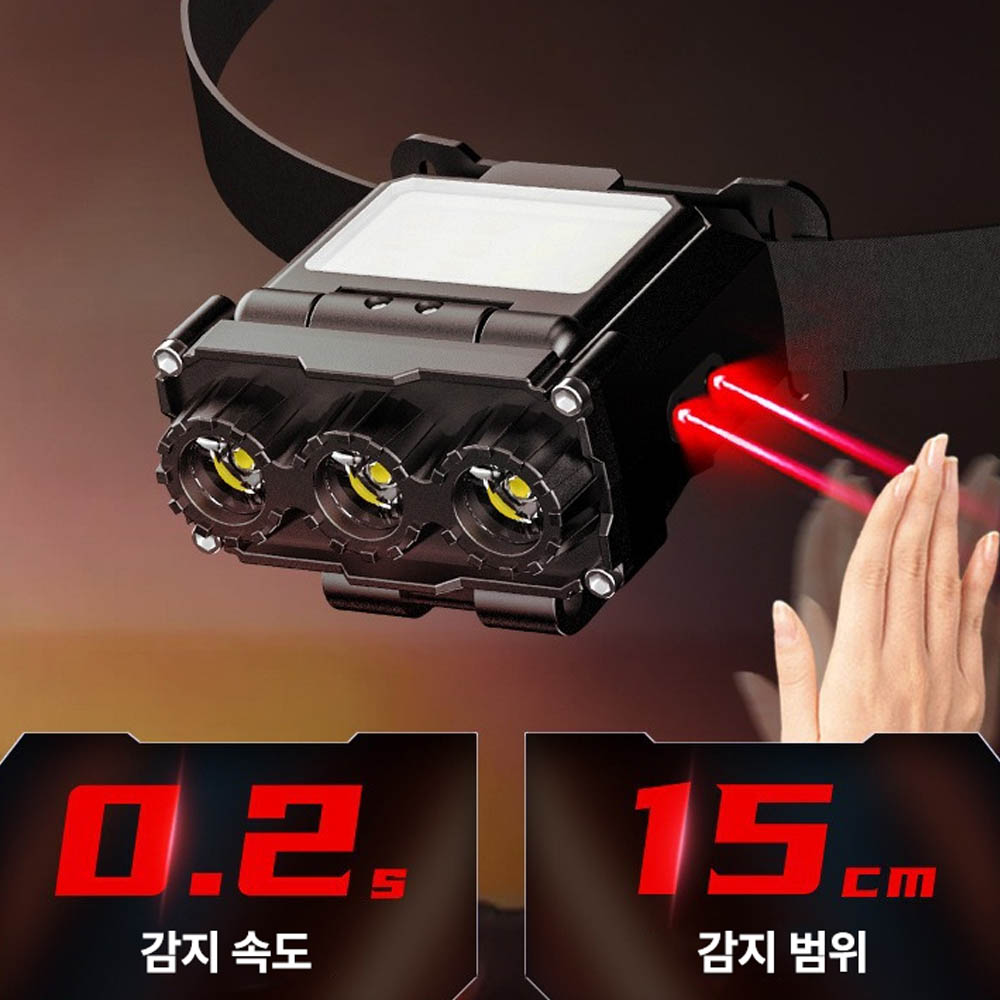 3구 LED 헤드랜턴 66g 캡라이트 낚시 등산 1100mah 이미지 7