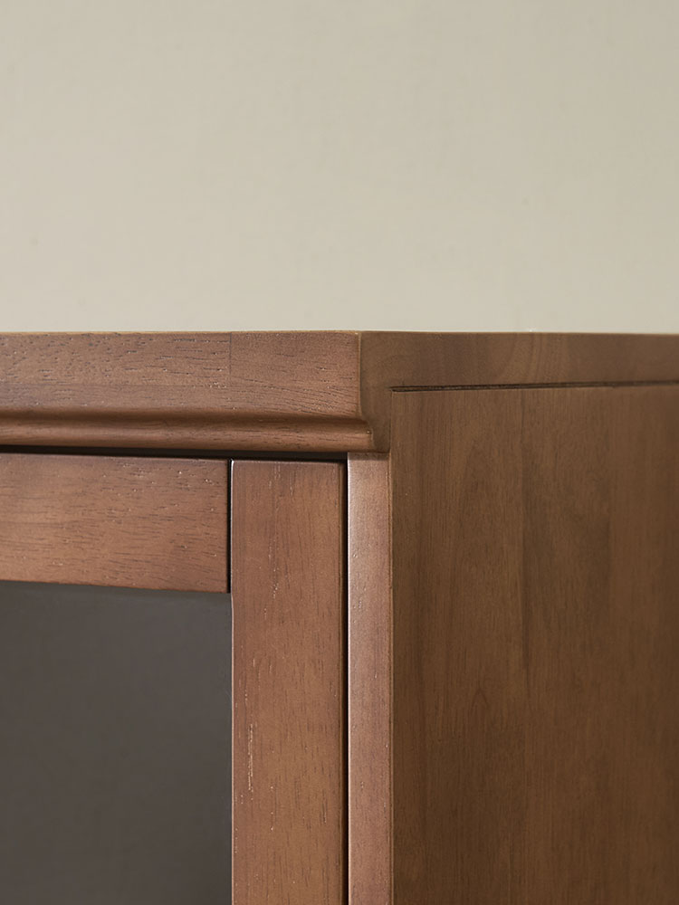 오크빌 오테카 원목 유리 장식장 위스키장 4단 월넛 인테리어 거실 수납장 엔틱 진열장